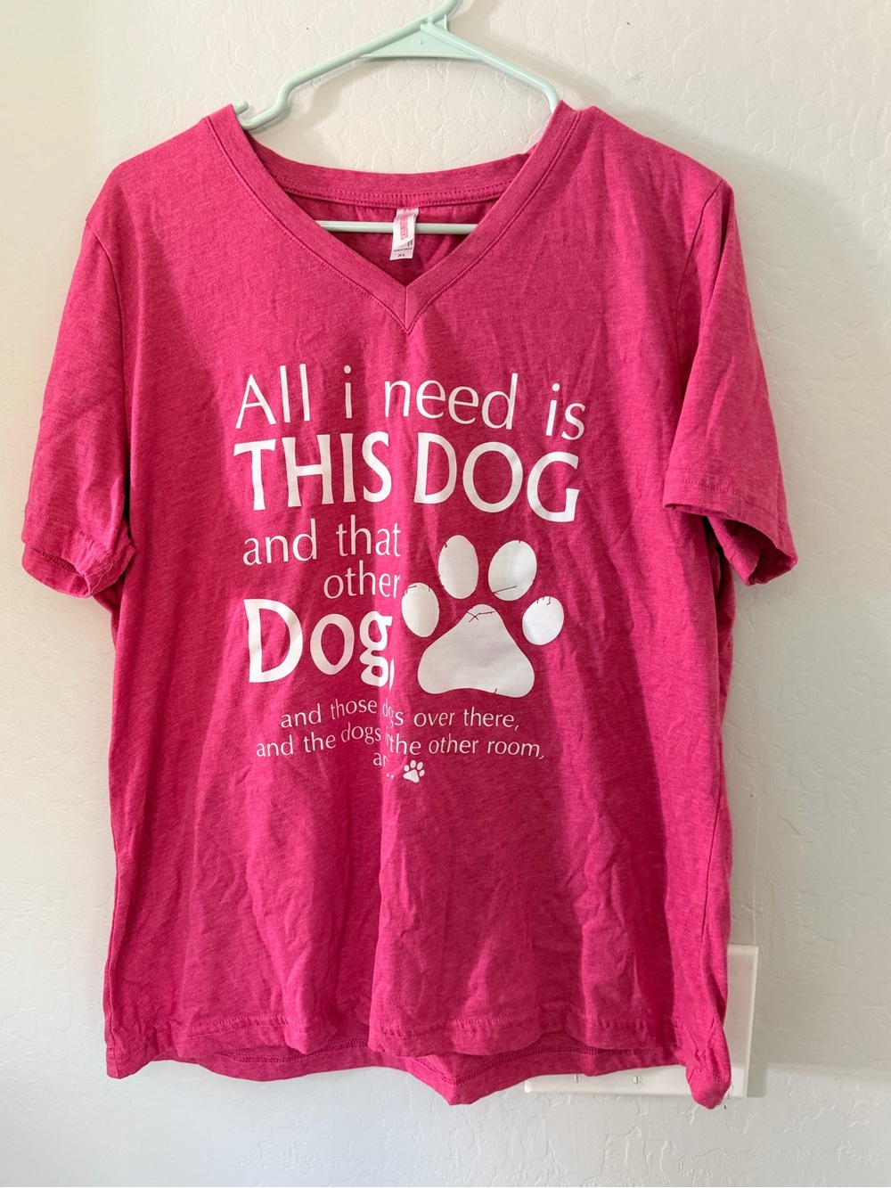 Pink Dog Graphic V-Neck Tee - Pet Lover Shirt